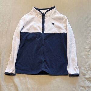 OshKosh B'gosh Navy and Light Purple Heart Zip Up Fleece - Size 8/8A